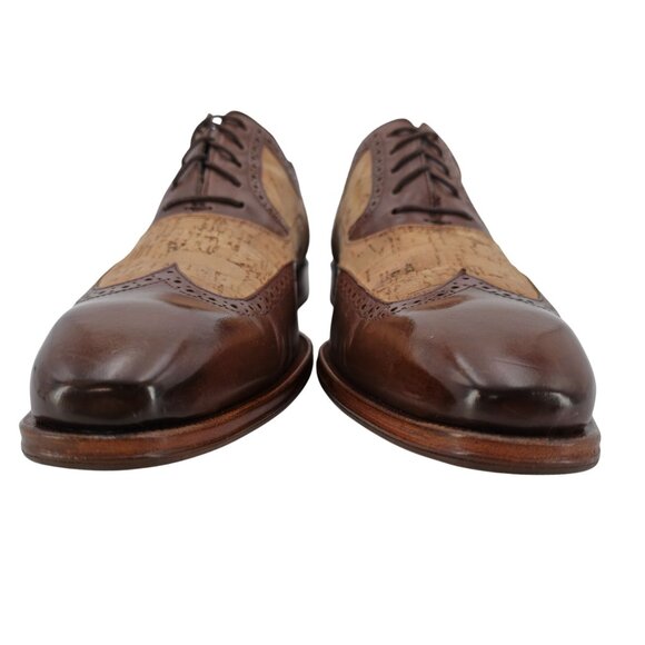 Mezlan Cork Wingtips Unique Men's Size 12M Brown Tan Leather Dress Shoes Oxfords - Picture 3 of 13